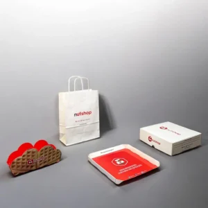 baskılı kağıt çanta ve waffle kutusu